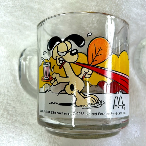 Vintage 1978 McDonald's Set of 4 Garfield/ Odie Glass Cups Mugs Jim Davis Anchor - Picture 9 of 11